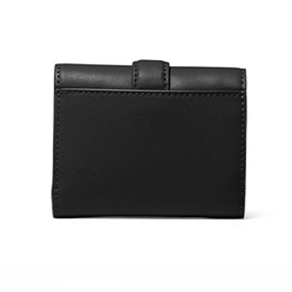 MICHAEL KORS CARMEN MEDIUM LOGO AND FAUX LEATHER WALLET BLACK